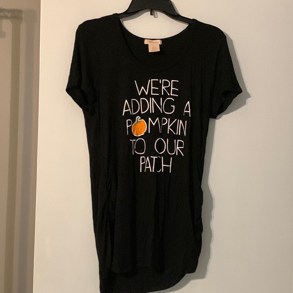 Maternity Graphic T-Shirt - Size Large- black, white and orange